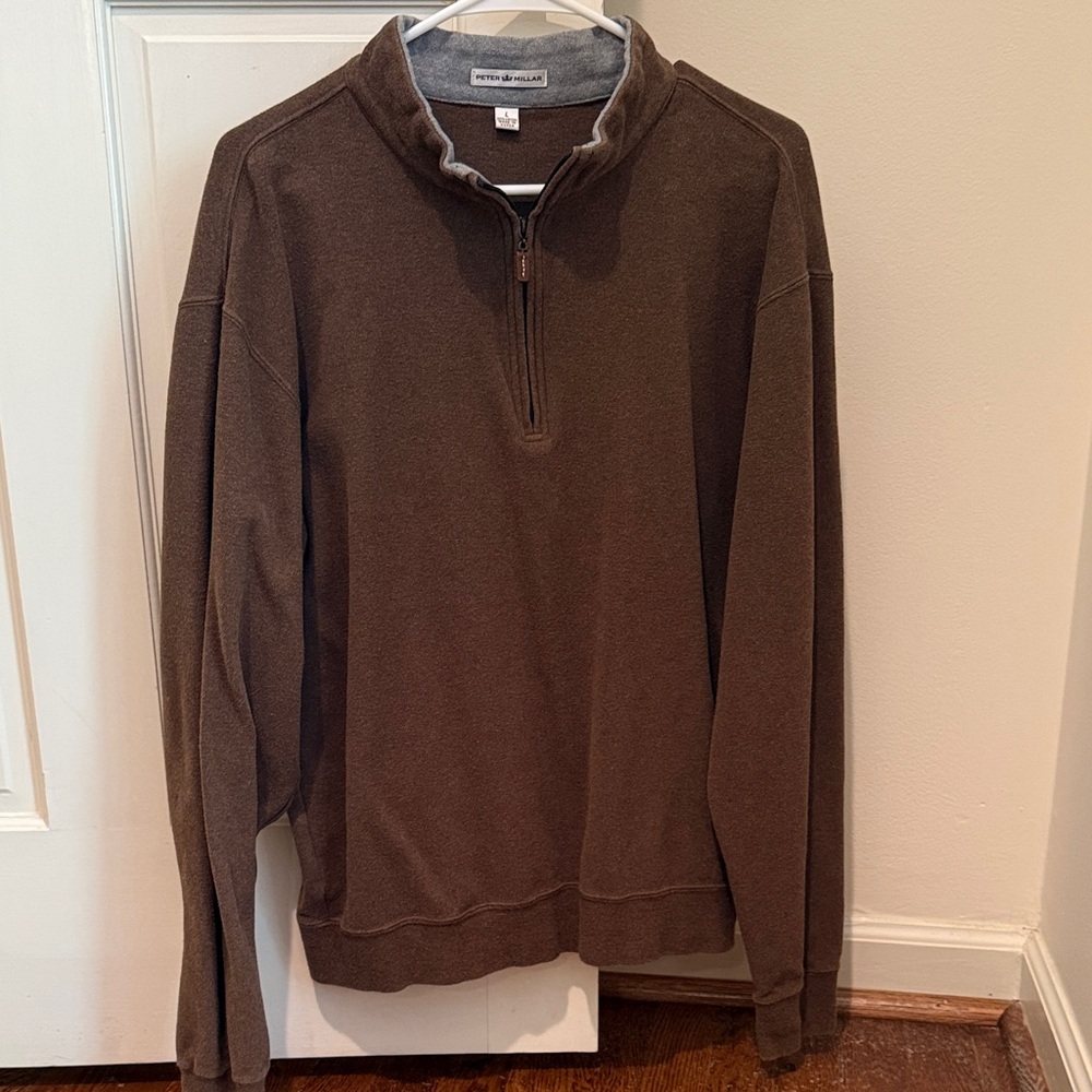 Peter Millar Brown Half-Zip Pullover Sweatshirt